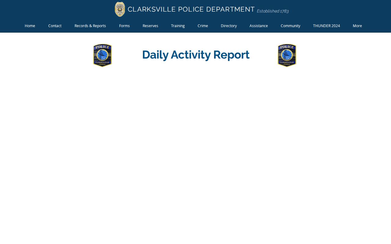 Montgomery County Clarksville police daily activity record interface